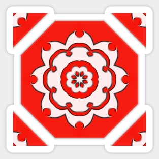 Bright Red Kaleidoscope Pattern (Seamless) 12 Sticker
